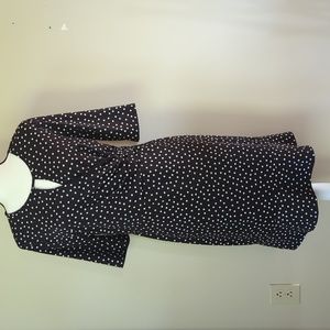 Tacera Polka Dot Keyhole Faux Wrap Dress M Black White